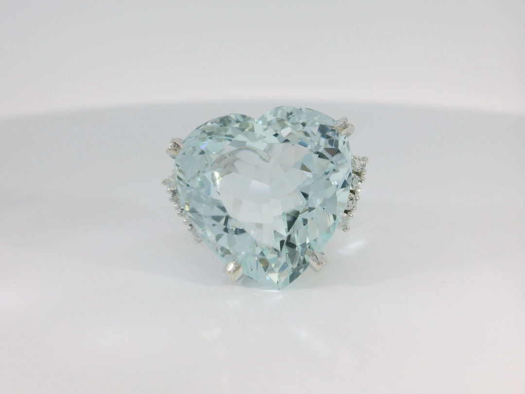25.54 CTW GIA Certified AAA Grade Heart Shape Aquamarine & Diamond Ring in Platinum
