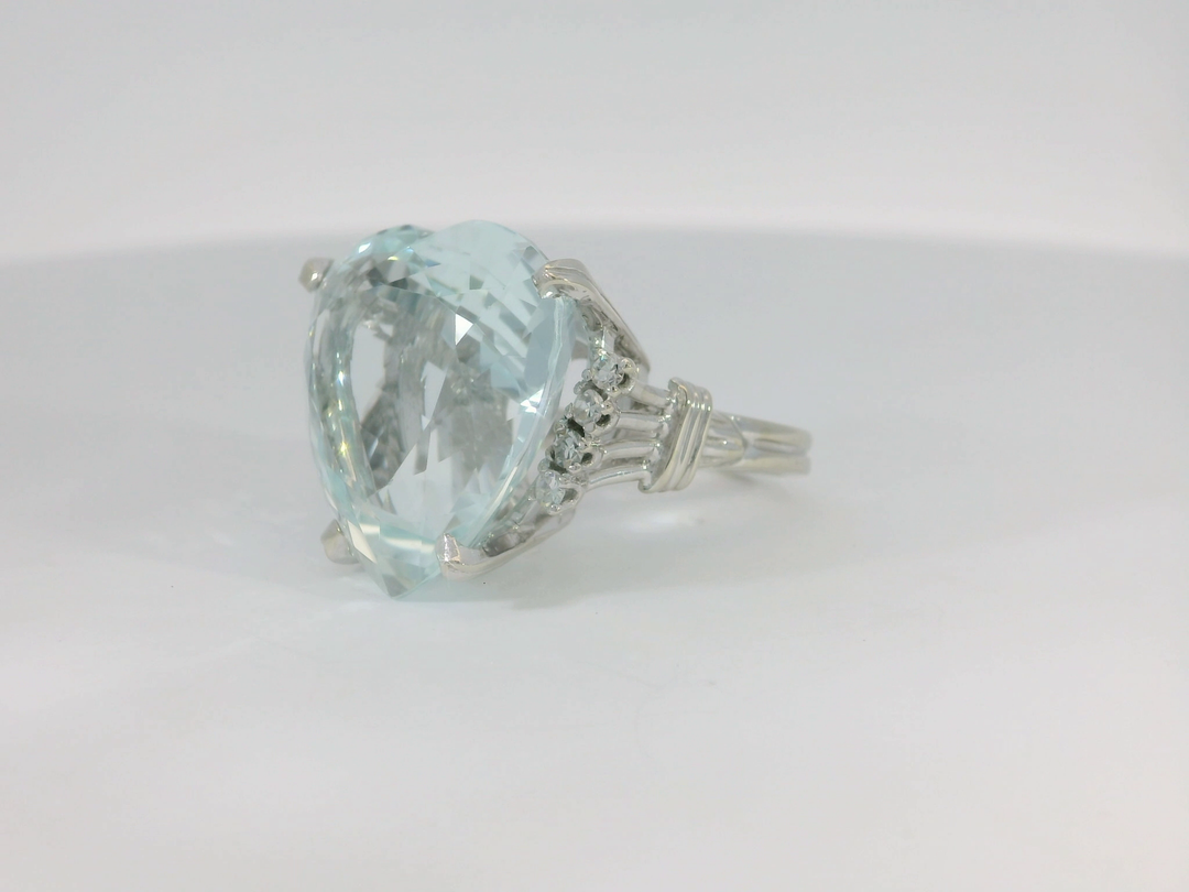25.54 CTW GIA Certified AAA Grade Heart Shape Aquamarine & Diamond Ring in Platinum