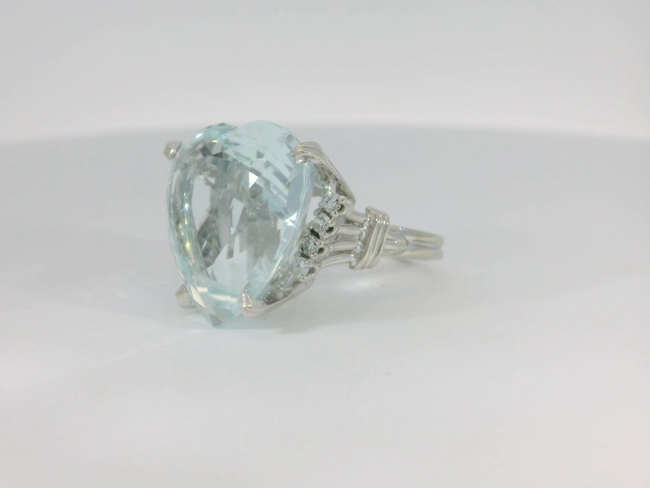 25.54 CTW GIA Certified AAA Grade Heart Shape Aquamarine & Diamond Ring in Platinum