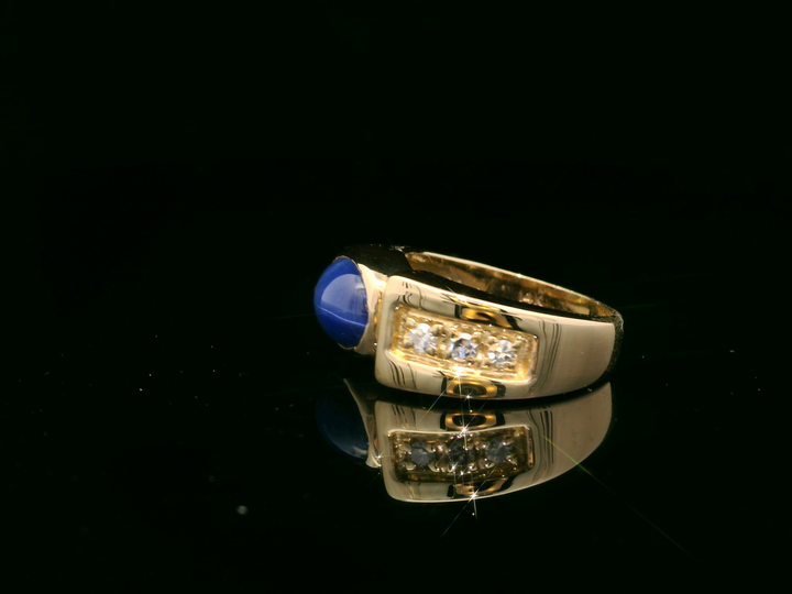 0.15 Carat Lindy Star Sapphire & Diamond Ring in 14KT Yellow Gold