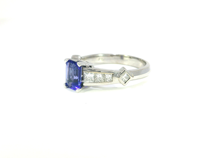 2.25 CTW AA Grade Natural Tanzanite Ring in 18KT White Gold