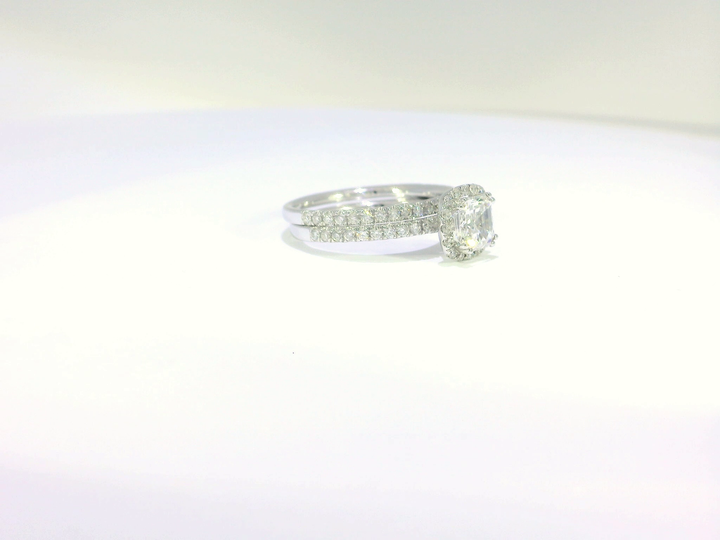 1.43 CTW GIA & EGL Certified Asscher Cut VS₁ Diamond Bridal Set in 18KT White Gold