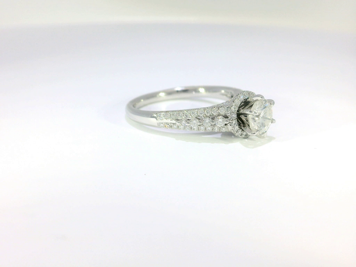 1.50 CTW EGL Certified Round Brilliant Cut Diamond Engagement Ring in 18KT White Gold