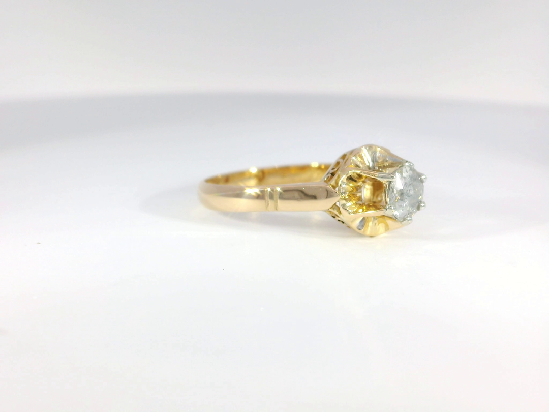 Antique (C. 1850) 0.25 CTW Natural Rose Cut Diamond Engagement Ring in 18KT Yellow Gold