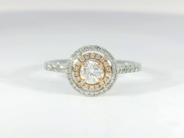 0.55 CTW Round Brilliant Cut Diamond Engagement Ring in 14KT White/Rose Gold