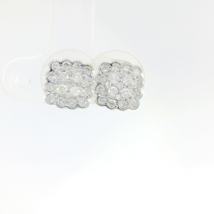 0.78 CTW Diamond Cluster Stud Earrings in 14KT White Gold