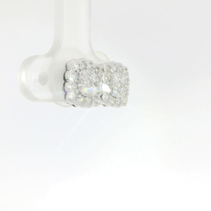 0.78 CTW Diamond Cluster Stud Earrings in 14KT White Gold