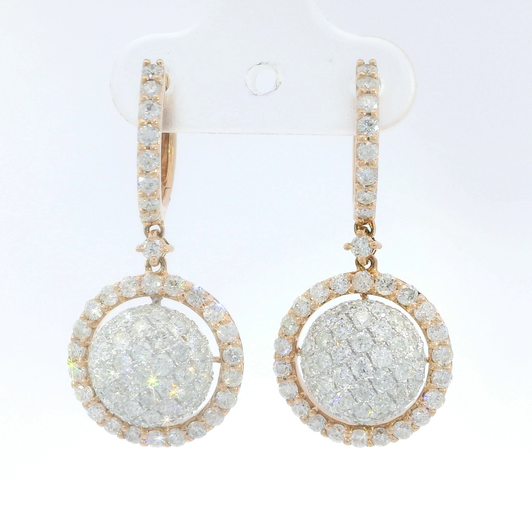 2.79 CTW Diamond Drop Earrings in 14KT Rose Gold