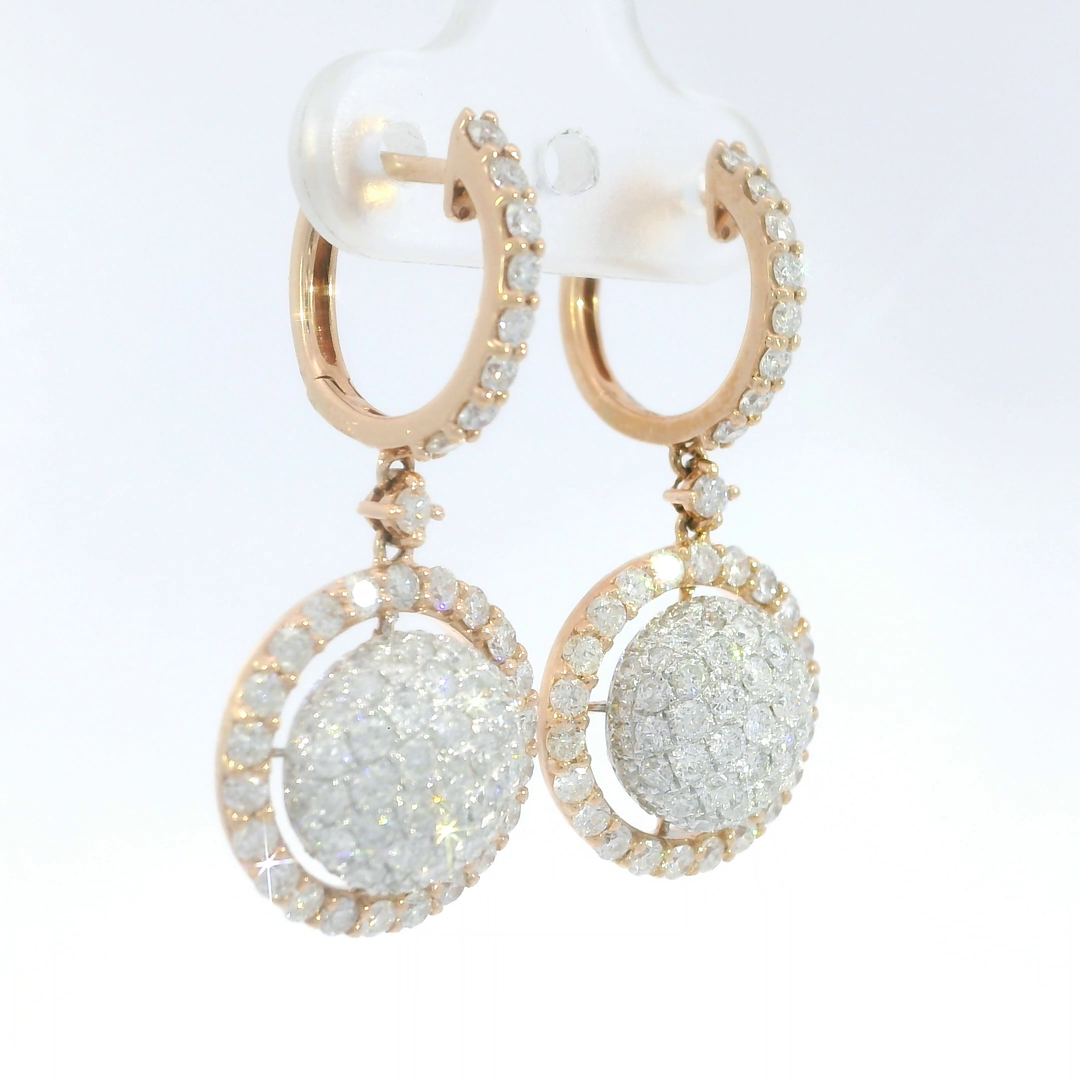 2.79 CTW Diamond Drop Earrings in 14KT Rose Gold