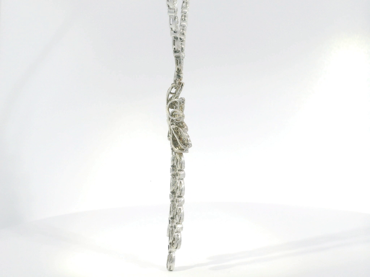 ANTIQUE 5.00 CTW G SI Floral Diamond Necklace in 14KT White Gold