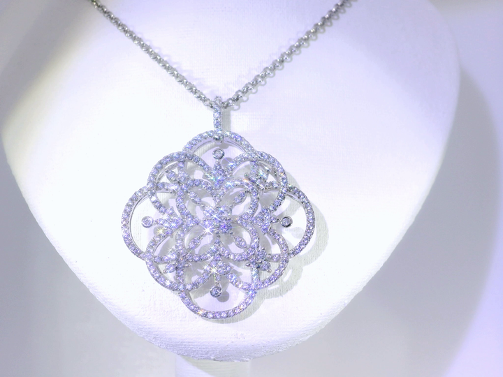 Large Snowflake Pendant Necklace in 14KT White Gold Over Sterling Silver
