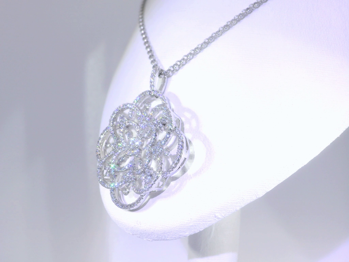 Large Snowflake Pendant Necklace in 14KT White Gold Over Sterling Silver