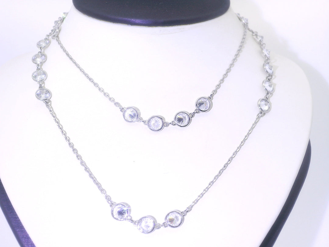 24" Cubic Zirconia Wrap Necklace in Sterling Silver