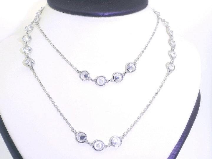 24" Cubic Zirconia Wrap Necklace in Sterling Silver