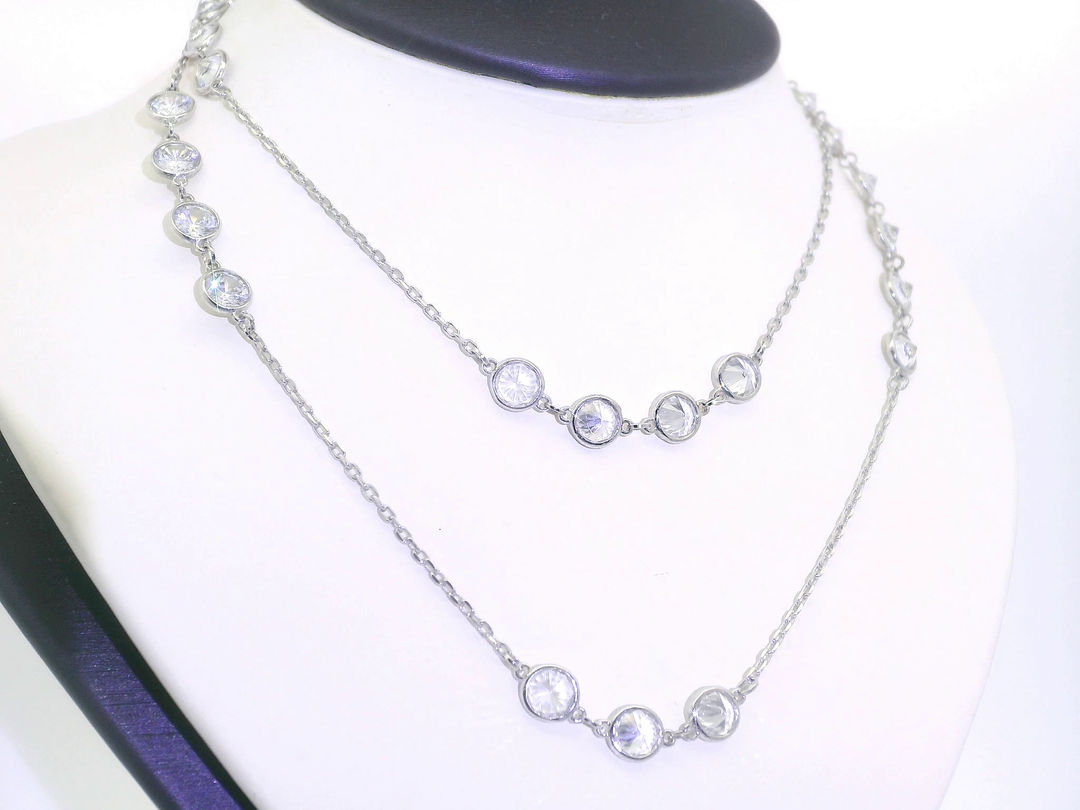 24" Cubic Zirconia Wrap Necklace in Sterling Silver