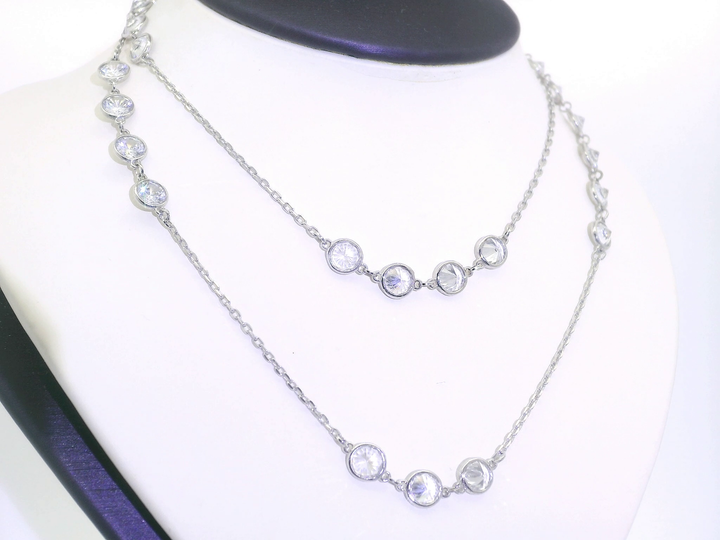 24" Cubic Zirconia Wrap Necklace in Sterling Silver
