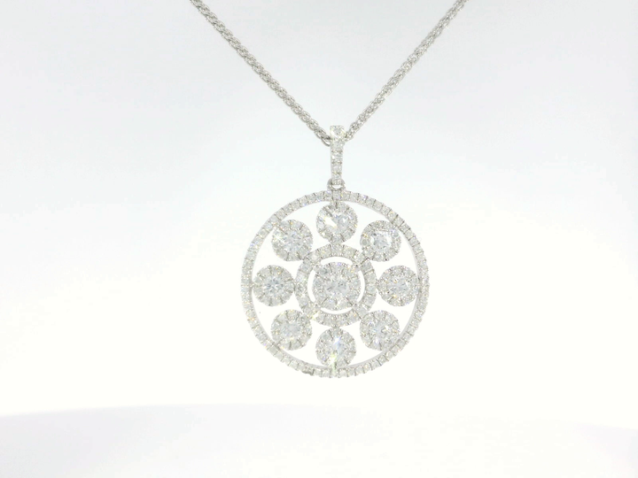 1.24 CTW Natural Diamond Radiant Necklace in 18KT White Gold