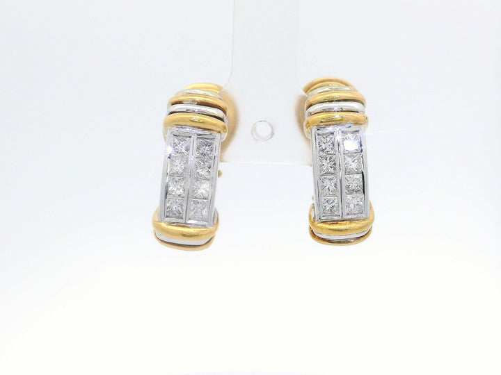 1.60 CTW Diamond-Studded Earrings in Platinum & 18KT Yellow Gold