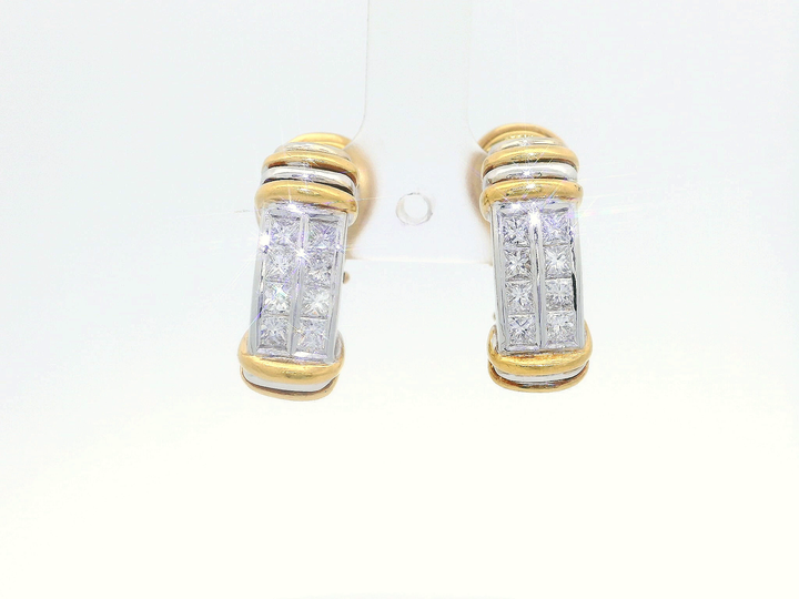 1.60 CTW Diamond-Studded Earrings in Platinum & 18KT Yellow Gold
