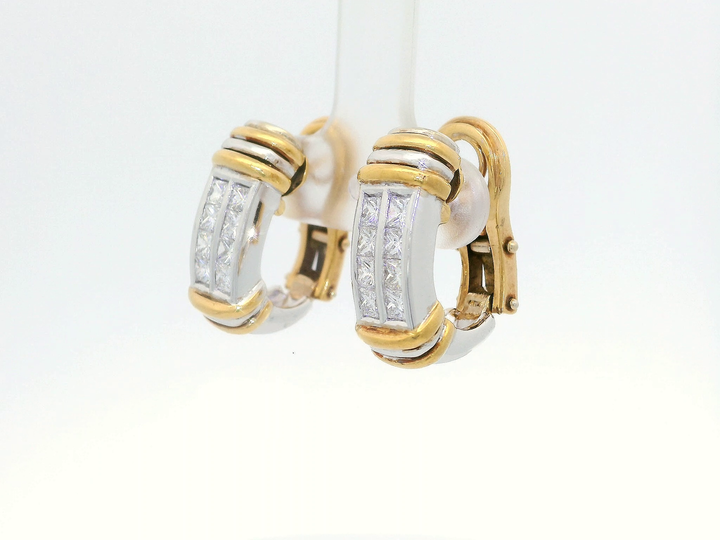 1.60 CTW Diamond-Studded Earrings in Platinum & 18KT Yellow Gold