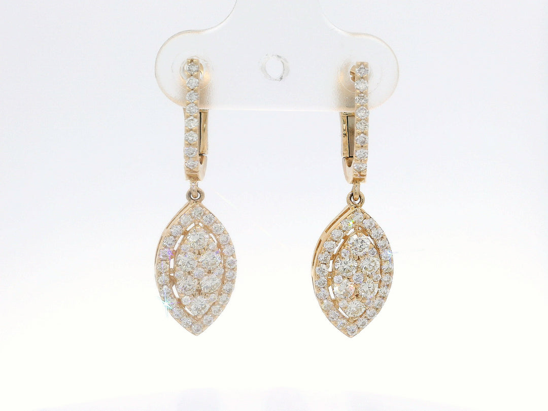 1.50 CTW Diamond Drop Earrings in 14KT Yellow Gold