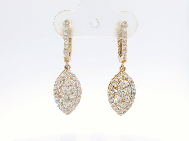 1.50 CTW Diamond Drop Earrings in 14KT Yellow Gold