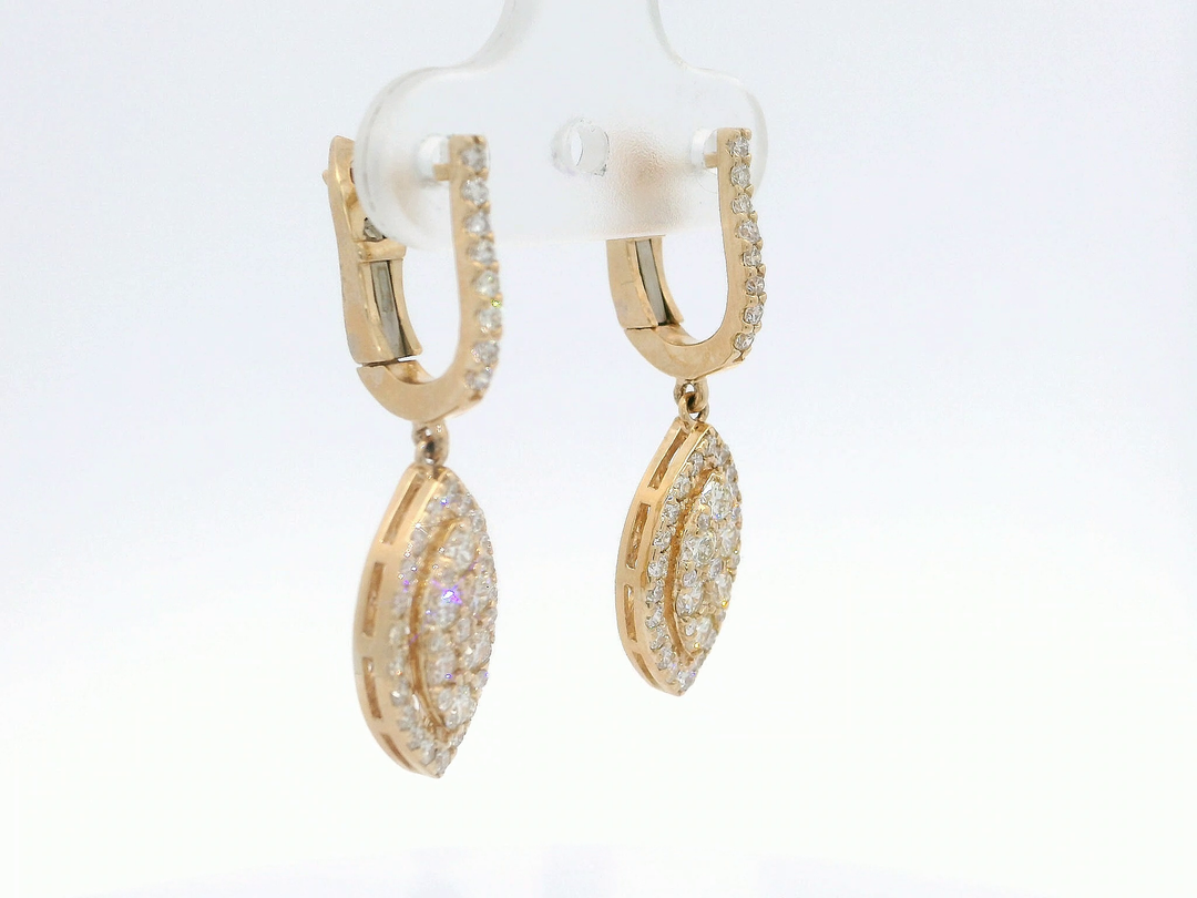 1.50 CTW Diamond Drop Earrings in 14KT Yellow Gold