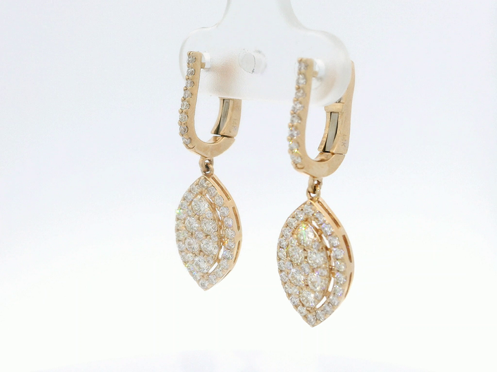 1.50 CTW Diamond Drop Earrings in 14KT Yellow Gold