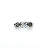 Round Brilliant & Sapphire Blue CZ Ring in Sterling Silver