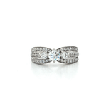 Cubic Zirconia (CZ) Three-Stone Round Brilliant Cut Engagement Ring in Sterling Silver
