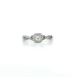 Round Brilliant Cut Near Colorless Diamond Ring (⅗ ct.) in 14k White Gold Split Twisted Shank Halo Design