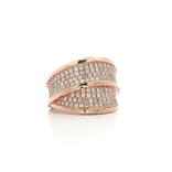 Colorless Round Brilliant Cut Pavé Diamond Ring (1 ct. tw.) in 14k Rose Gold Crossover
