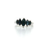 Graduating Marquise Cut Deep Vivid Blue Sapphire Ring (2 ct.) in 14k White Gold