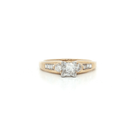 Princess Cut Colorless Diamond Ring (1 ct.) in 14k Yellow Gold with Round Brilliant Cut & Baguette Cut Diamond