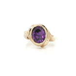 Oval Brilliant Cut Deep Purple Amethyst Bezel-Set Ring (2 ⅙ ct.) in 10k Yellow Gold