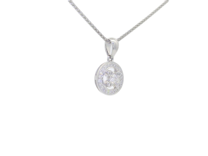 0.30 CTW Natural Diamond Circle Pendant Necklace in 18KT White Gold
