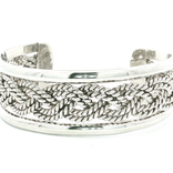 Wide Openwork Woven Rope Knot Cuff Bracelet in Sterling Silver