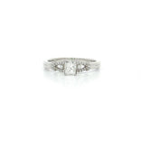 Princess Cut Nearly Flawless Colorless Diamond Love Knot Engagement Ring (½ ct. tw.) with Round Brilliant Cut Side Diamond in 18k White Gold
