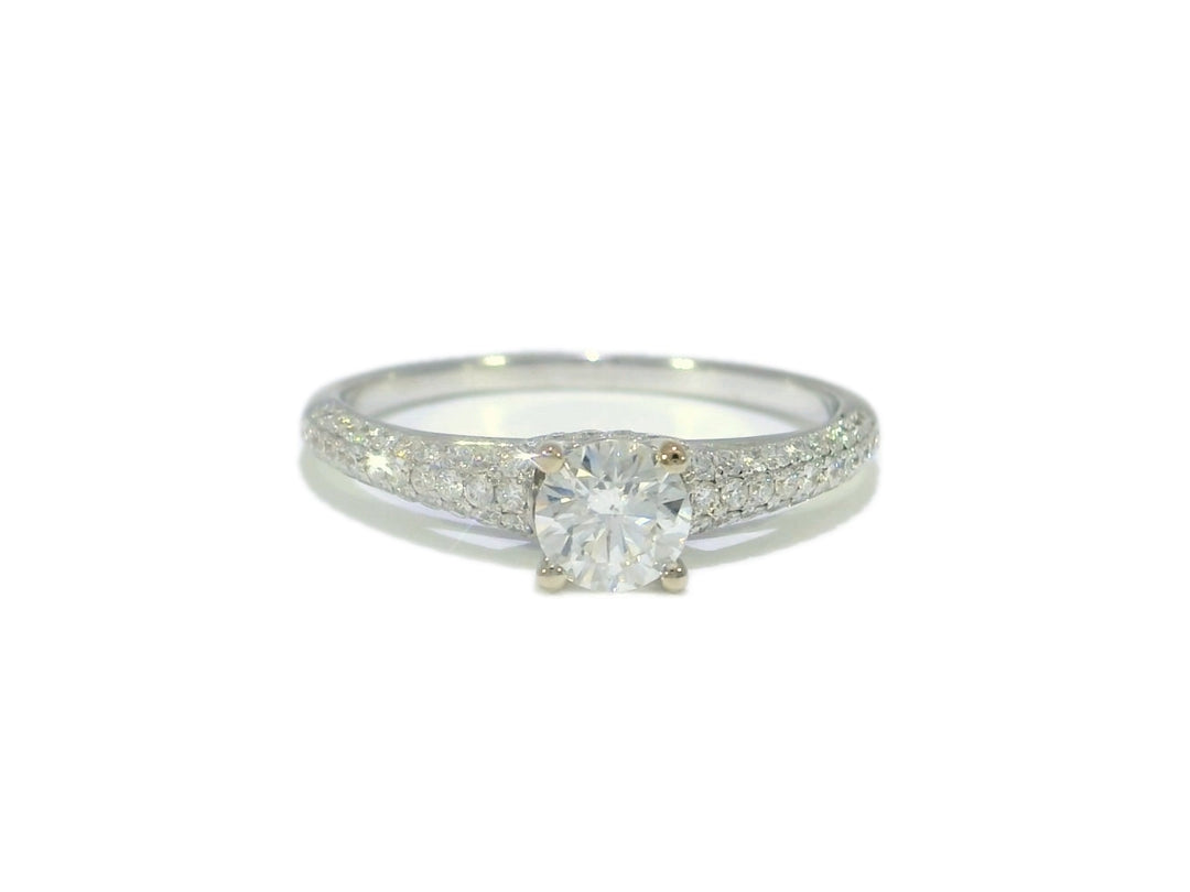 0.80 CTW EGL Certified Round Brilliant Cut Diamond Engagement Ring in 18KT White Gold