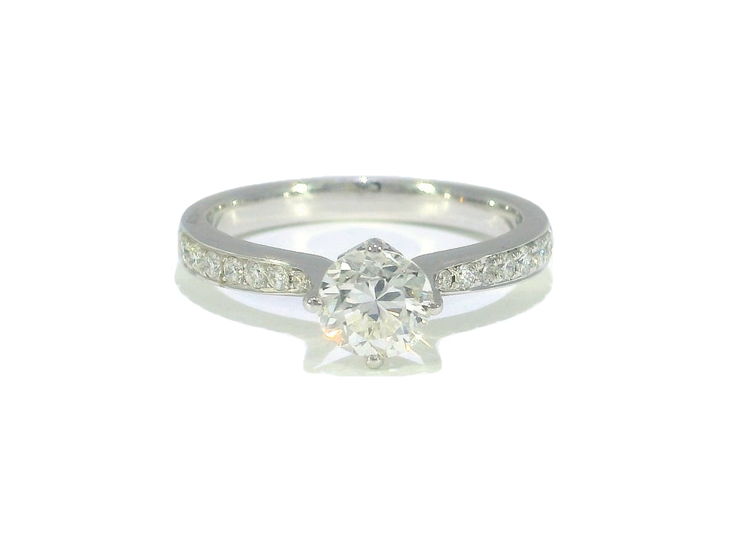 0.98 CTW EGL Certified Round Brilliant Diamond Engagement Ring in 18KT White Gold
