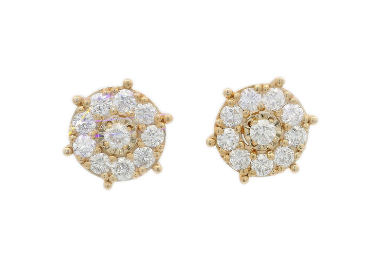 0.55 CTW Natural Diamond Flower Earrings in 14KT Yellow Gold