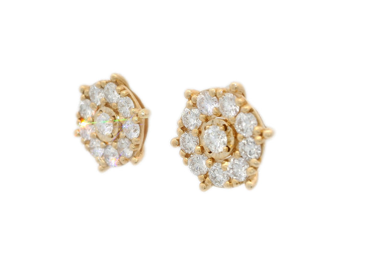 0.55 CTW Natural Diamond Flower Earrings in 14KT Yellow Gold