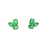 Three-Stone Vivid Colombian Emerald Stud Earrings (1 ¾ ct. tw.) in 18k Yellow Gold