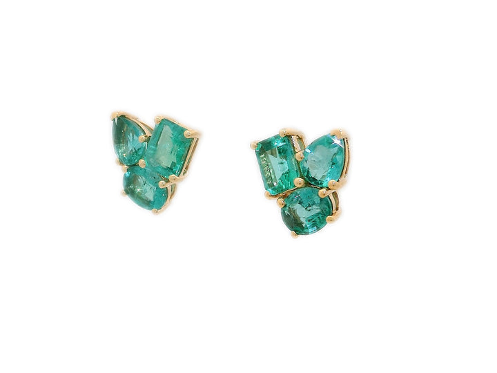 1.75 CTW AAA Grade Natural Emerald Earrings in 18KT Yellow Gold