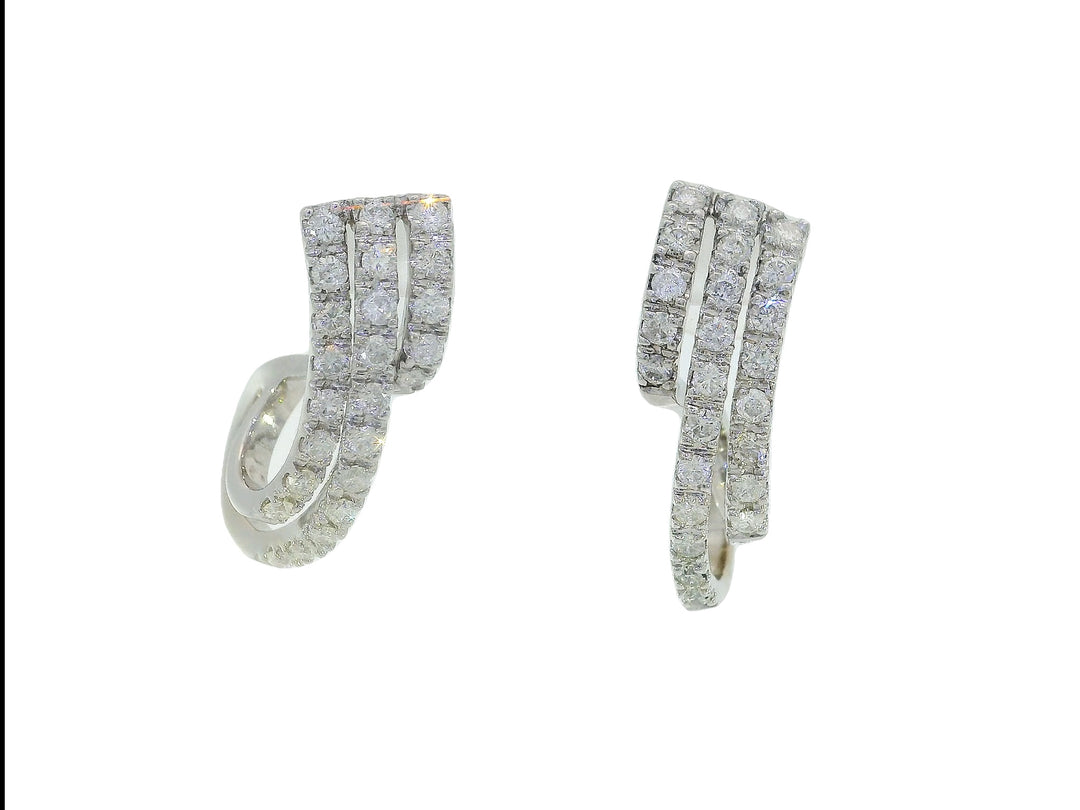 0.75 CTW Natural Diamond Matrix Hoop Earrings in 14KT White Gold