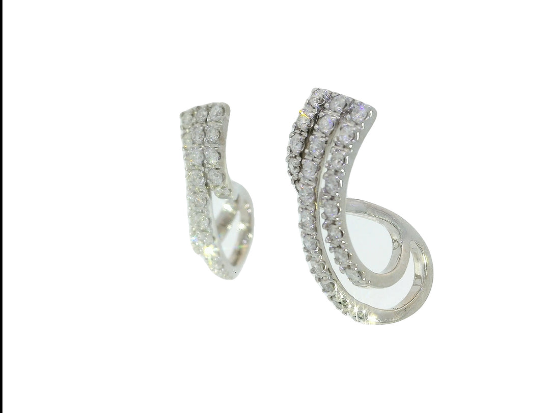 0.75 CTW Natural Diamond Matrix Hoop Earrings in 14KT White Gold