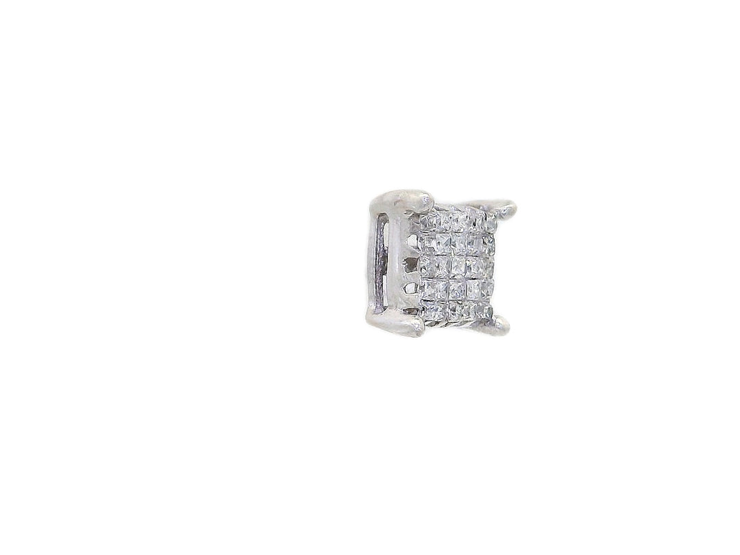 0.25 CTW Square Natural Diamond Cluster Single Stud Earring in 14KT White Gold