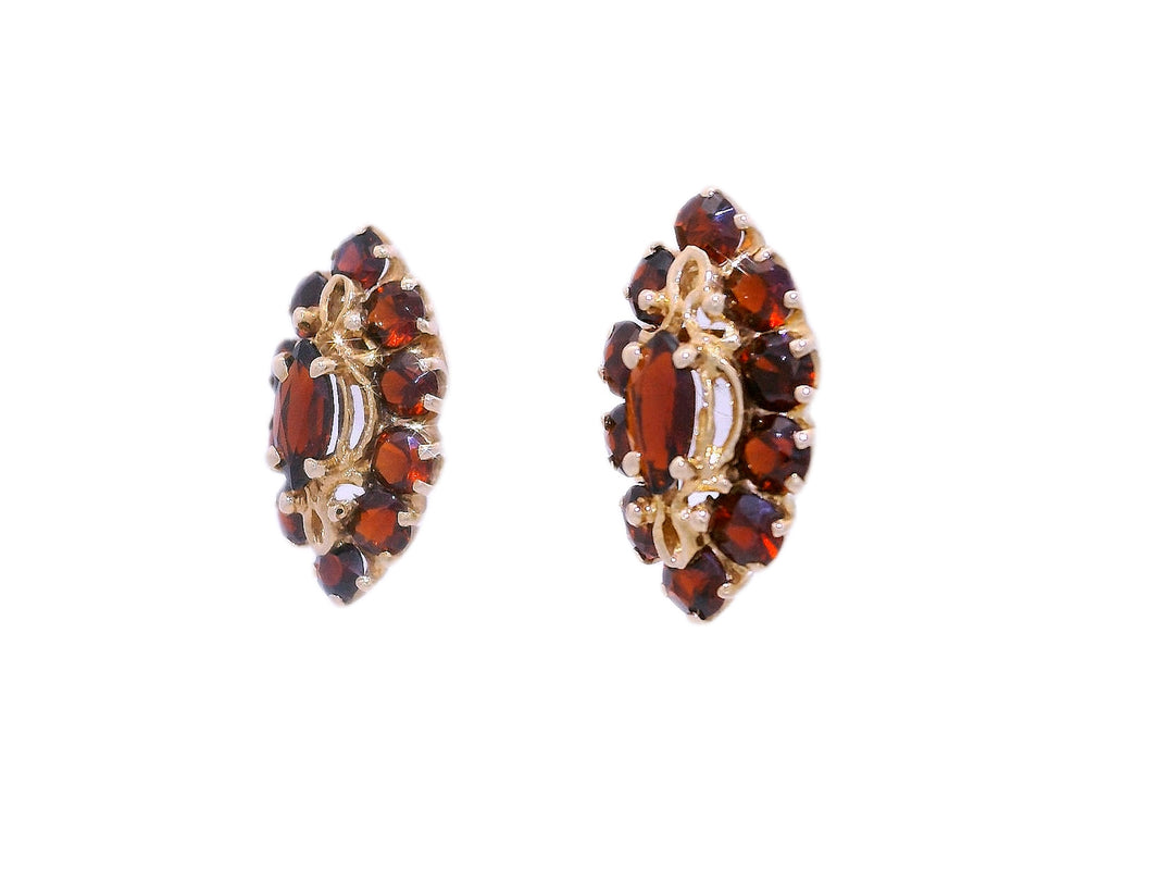 1.50 CTW AAA Grade Natural Garnet Earrings in 14KT Yellow Gold
