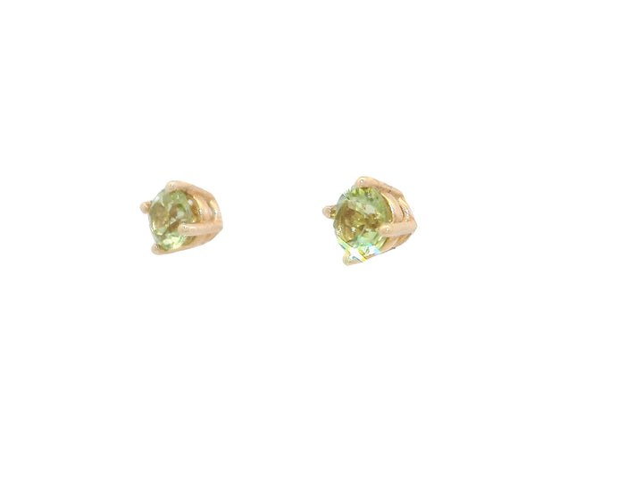 Natural Peridot Stud Earrings in 14KT Yellow Gold