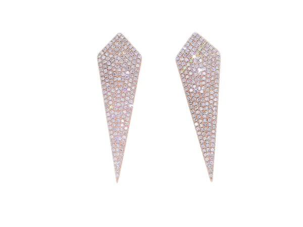 0.95 CTW Natural Diamond Studded Shield Earrings in 14KT Rose Gold